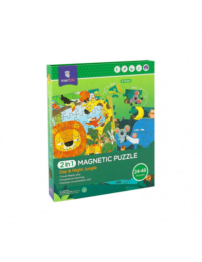 PUZZLE MAGNÉTICO 2 EN 1- JUNGLA DE DÍA Y DE NOCHE