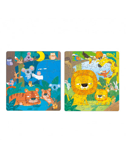 PUZZLE MAGNÉTICO 2 EN 1- JUNGLA DE DÍA Y DE NOCHE