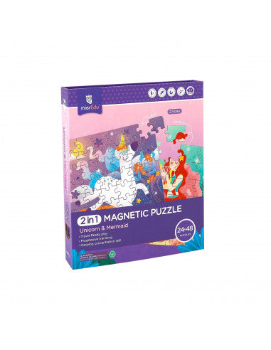 PUZZLE MAGNÉTICO 2 EN 1- UNICORNIO Y SIRENA